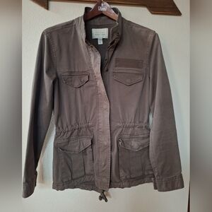 Hinge Womens Brown Utility Jacket. Zip Snap Closure Pockets Size S